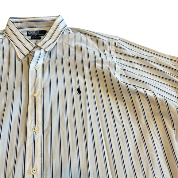 Polo by Ralph Lauren Andrew Stripe Long Sleeve Button-Down Dress Shirt Size 18 - Picture 4 of 12